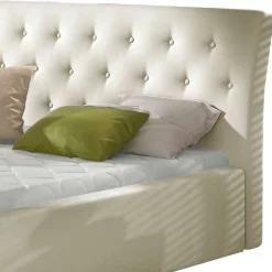 Discount Wohnen Kunstlederbett in Cremeweiß - Rongon