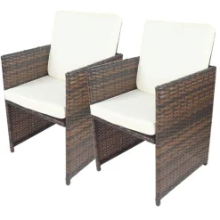 New Wohnen Kunstratten Outdoorstühle in Braun - Dorau (2er Set)