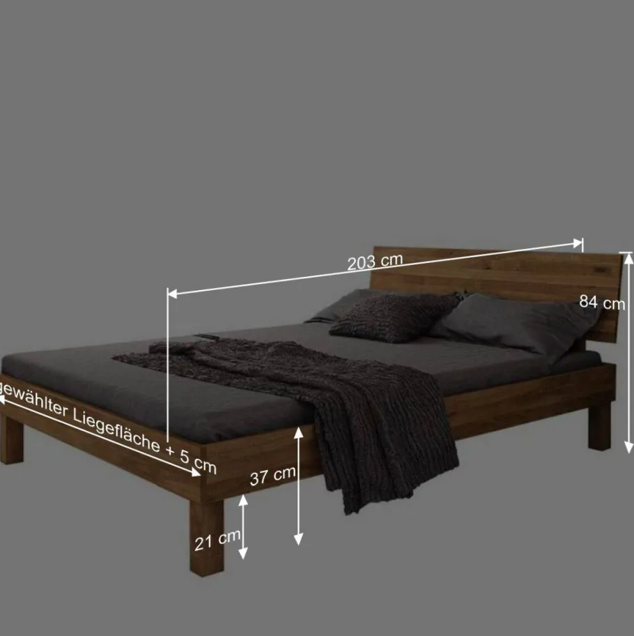 Hot Wohnen Kurzes Bett aus Wildeiche mit 190cm Länge - Olbysca