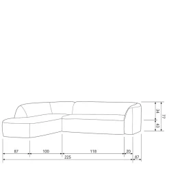 Online Wohnen L Sofa im Skandi Design in Grau Chenille - Grandessa
