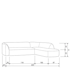 Online Wohnen L Sofa im Skandi Design in Grau Chenille - Grandessa