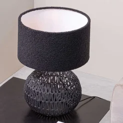 Outlet Wohnen Lampenfuß aus Metall mit Papierkordel Geflecht - Notana