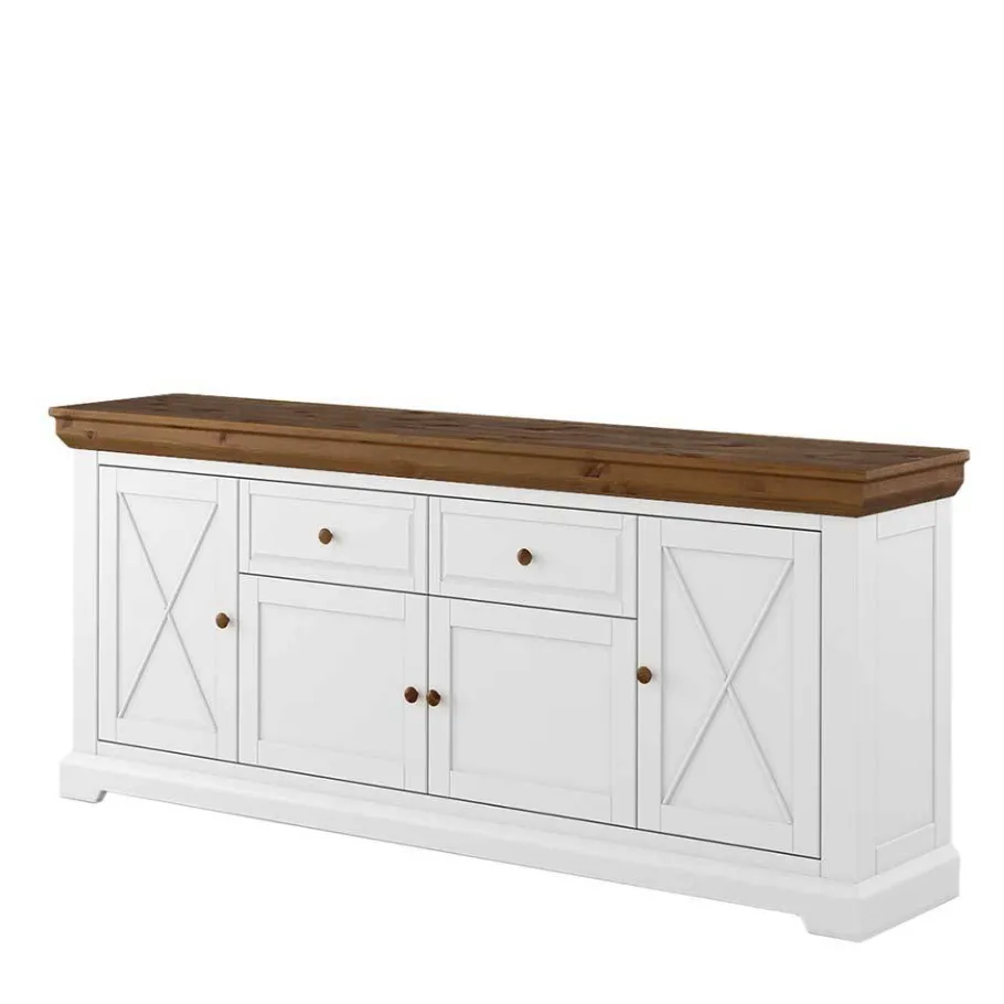 Online Wohnen Landhaus Anrichte aus Kiefer zweifarbig - Zalya