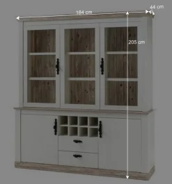 Clearance Wohnen Landhaus Buffet Schrank in Weiß Pinie Nedita 184 cm breit