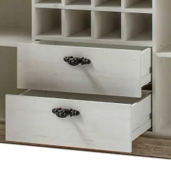 Clearance Wohnen Landhaus Buffet Schrank in Weiß Pinie Nedita 184 cm breit