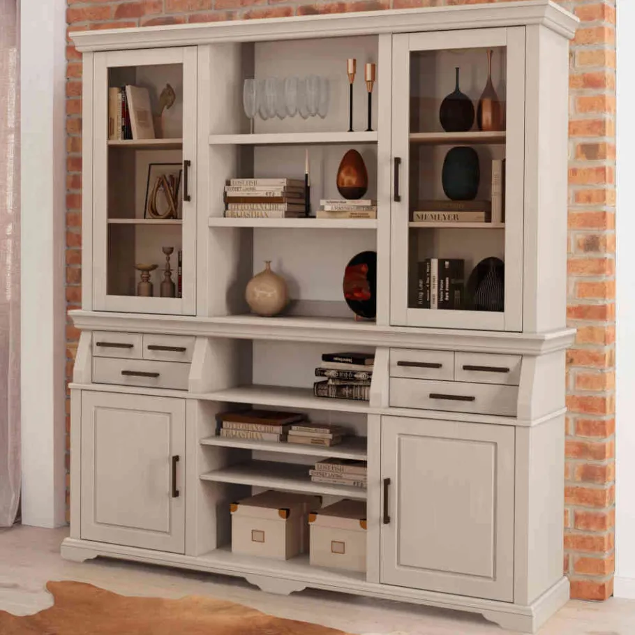Best Wohnen Landhaus Buffetschrank in Weiß Kiefer gewachst - Curcay