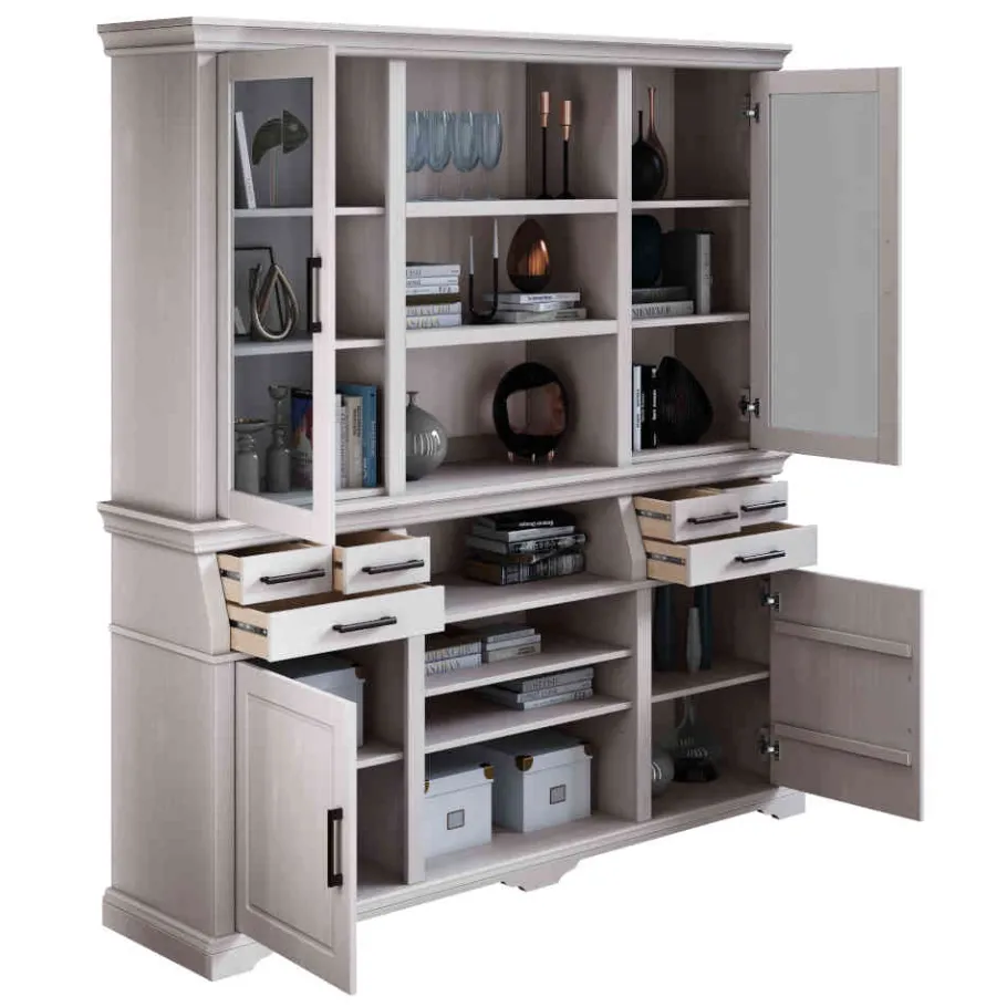 Best Wohnen Landhaus Buffetschrank in Weiß Kiefer gewachst - Curcay