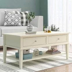Online Wohnen Landhaus Couchtisch in Creme Weiß - Kanellas
