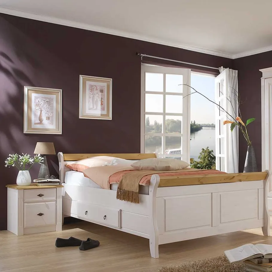 Best Wohnen Landhaus Doppelbett & Nachtkommoden - Oradea (dreiteilig)