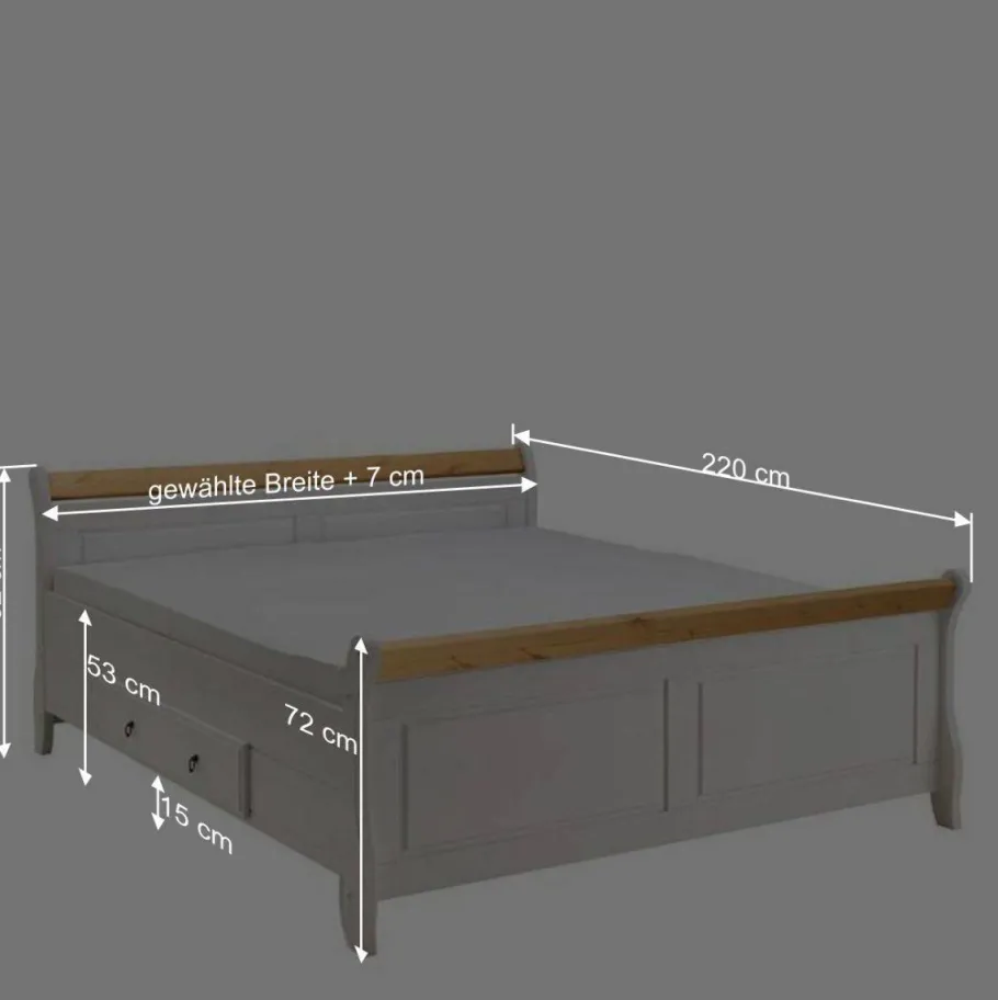 Best Wohnen Landhaus Doppelbett & Nachtkommoden - Oradea (dreiteilig)