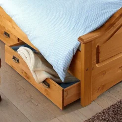 Wohnen Landhaus Doppelbett Set in Kiefer - Vocoja (dreiteilig)