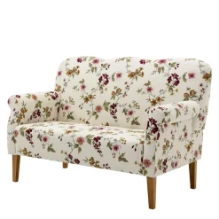 Discount Wohnen Landhaus Esszimmersofa mit Blumen Stoff in Weiß - Stephanie