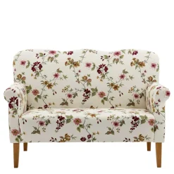 Discount Wohnen Landhaus Esszimmersofa mit Blumen Stoff in Weiß - Stephanie