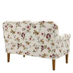 Discount Wohnen Landhaus Esszimmersofa mit Blumen Stoff in Weiß - Stephanie