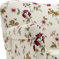 Discount Wohnen Landhaus Esszimmersofa mit Blumen Stoff in Weiß - Stephanie