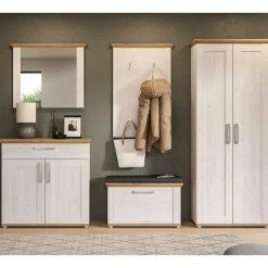 Discount Wohnen Landhaus Flurschrank in Holzoptik Lärche Weiß - Tocella
