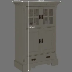 Hot Wohnen Landhaus Highboard in Creme gewachst - Rospus