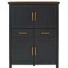 Wohnen Landhaus Highboard in Dunkelgrau - Mivaldana
