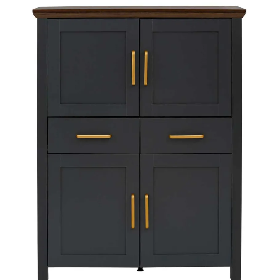 Wohnen Landhaus Highboard in Dunkelgrau - Mivaldana