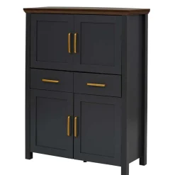 Wohnen Landhaus Highboard in Dunkelgrau - Mivaldana