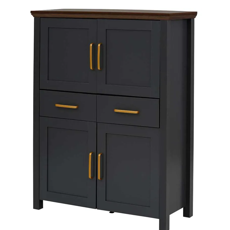Wohnen Landhaus Highboard in Dunkelgrau - Mivaldana