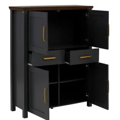 Wohnen Landhaus Highboard in Dunkelgrau - Mivaldana