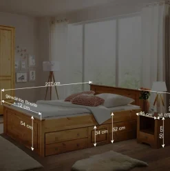 Hot Wohnen Landhaus Holzbett & Nachttische - Imressa (dreiteilig)