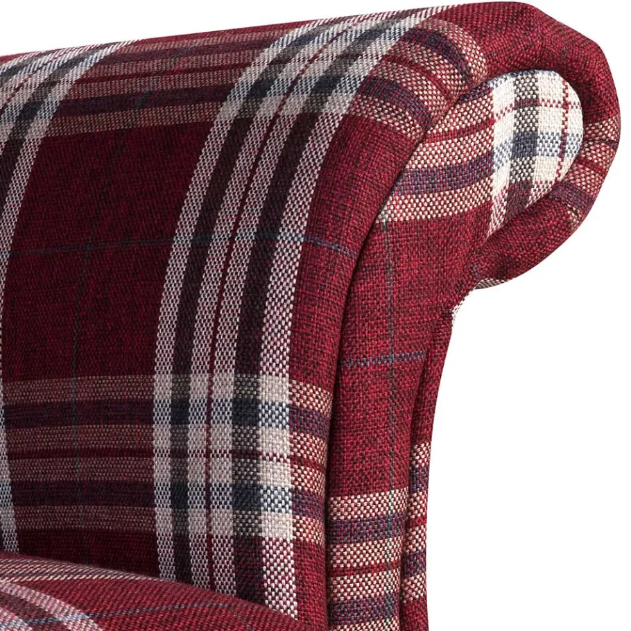 Outlet Wohnen Landhaus Küchensofa in Rot mit Kariert Muster - Matieu