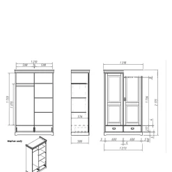 Wohnen Landhaus Kombi-Kleiderschrank aus Kiefernholz - Varicano