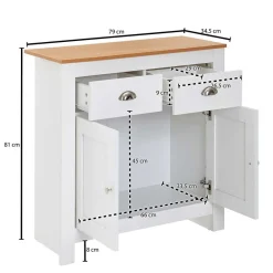 Clearance Wohnen Landhaus Kommode in Weiß & Eiche Optik - Intora