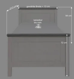 Discount Wohnen Landhaus Massivholzbett in Weiß & Grau - Mirandesca
