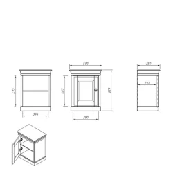 New Wohnen Landhaus Nachtschrank mit Drehtür - Varicano