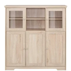 Online Wohnen Landhaus Optik Highboard mit 2 Glastüren - Rienva