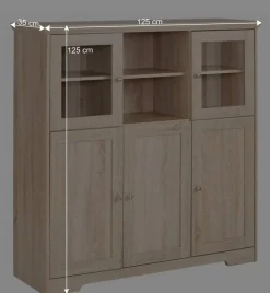 Online Wohnen Landhaus Optik Highboard mit 2 Glastüren - Rienva
