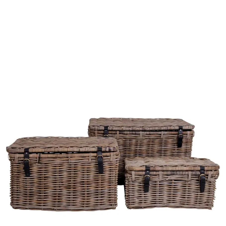 Best Wohnen Landhaus Rattan Truhen Set - Speccia (dreiteilig)