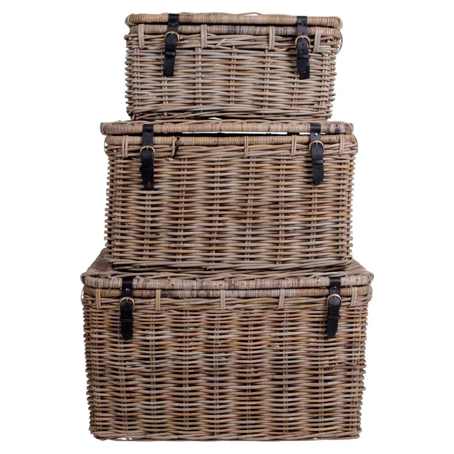 Best Wohnen Landhaus Rattan Truhen Set - Speccia (dreiteilig)