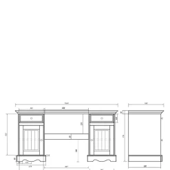 New Wohnen Landhaus Schreibtisch in Weiß lackiert - Indico
