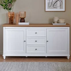Online Wohnen Landhaus Sideboard in Weiß und Eiche - Smaly