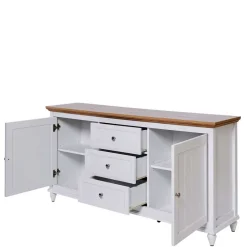 Online Wohnen Landhaus Sideboard in Weiß und Eiche - Smaly