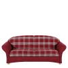 Online Wohnen Landhaus Sofa in Rot mit Karomuster - Lyatea