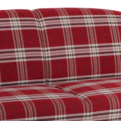 Online Wohnen Landhaus Sofa in Rot mit Karomuster - Lyatea