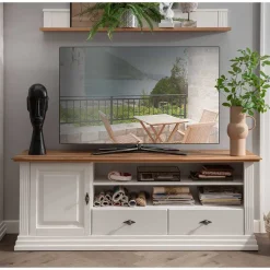 Hot Wohnen Landhaus Style TV Board in Weiß - Henry
