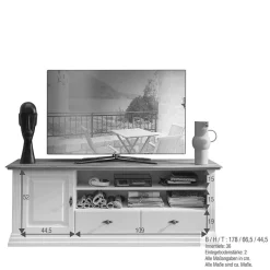 Hot Wohnen Landhaus Style TV Board in Weiß - Henry