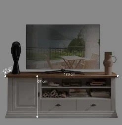 Hot Wohnen Landhaus Style TV Board in Weiß - Henry