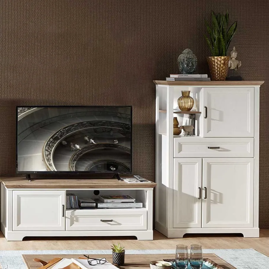 Outlet Wohnen Landhaus TV Bank & Highboard - Sinolita (zweiteilig)