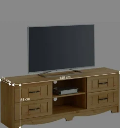 Discount Wohnen Landhaus TV Möbel aus Kiefer Massivholz - Vanpos