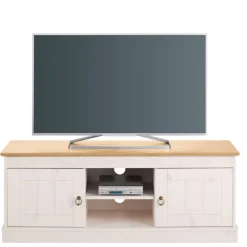 Wohnen Landhaus TV-Board in Weiß und Kiefer Honig - Zentra