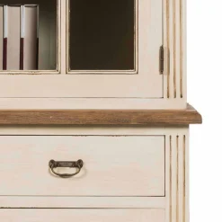 Online Wohnen Landhaus Vitrine in Creme Weiß - Helsing