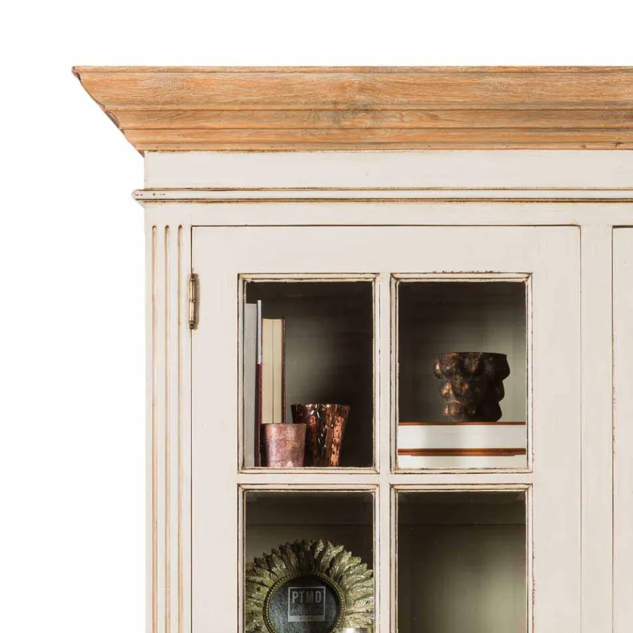 Online Wohnen Landhaus Vitrine in Creme Weiß - Helsing