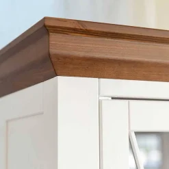 New Wohnen Landhaus Vitrinenschrank aus Kiefer zweifarbig - Zalya